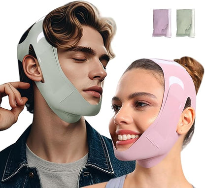 2-Pack Unisex Chin Strap for Snoring | Adjustable, Breathable & Skin-Friendly, Universal Fit Anti-Snore Set for Couples & Sleepers (Gray+Purple)