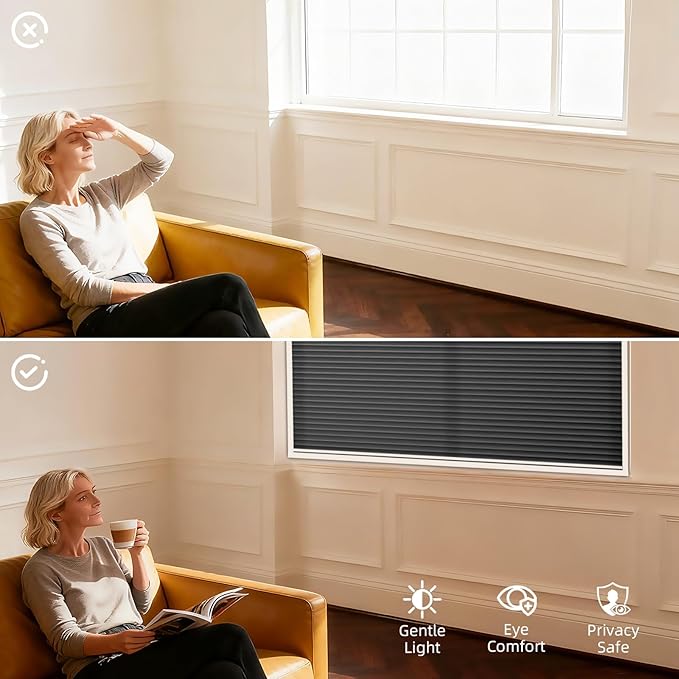 ZSTARR Motorized Skylight Shades Blackout Cellular Honeycomb Electric Blinds with Solar Panel Cordless Rechargeable with Remote for Roof and Slanted Windows Custom Size (LF Charcoal)