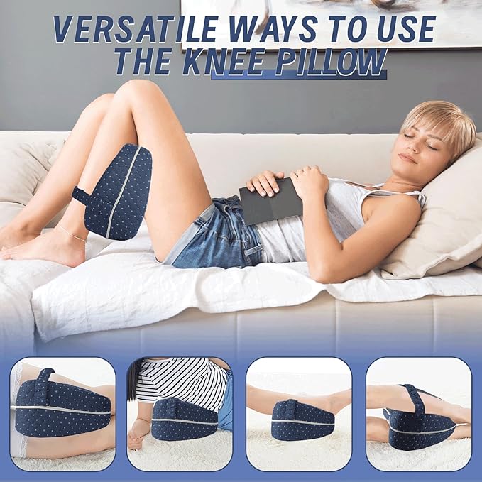 Knee Pillow for Side Sleepers, Ergonomic Leg Pillow for Side Sleeping, Sciatica Pain Relief Pillow for Soothing, Memory Foam Support Suitable for Back, Leg, Knees, Ankle Joints and Spine