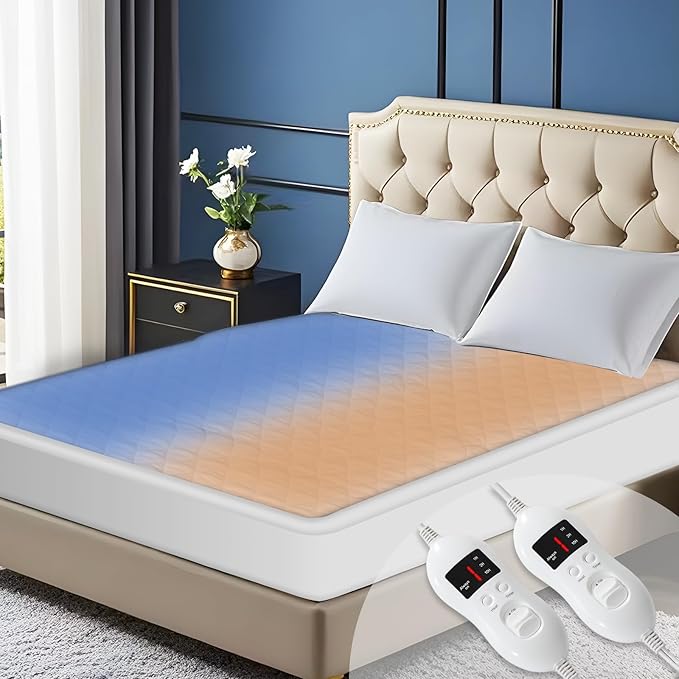 Heated Mattress Pad Queen Size - Electric Mattress Pad with Dual Control, Soft Blanket, Bed Warmer Heater Sheets, 8 Heating Settings,1/2/10 Hours Auto Shut Off, 60" x 80"(Argyle White, Queen)