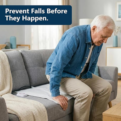 Bed Alarm for Elderly Adults & Chair Alarm Set with Sensor Pad - Fall Prevention Alert System for Seniors, Dementia Patients, Alzheimer Care - Adjustable Volume Caregiver Monitor