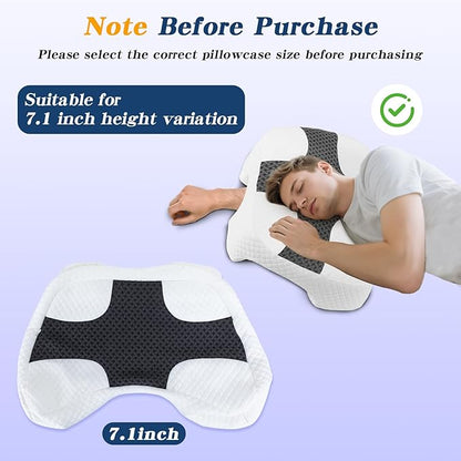 Pillowcase for 7.1 inch Height Side Sleeper Pillow with Arm Hole, Breathable Skin-Friendly Fabric, Machine Washable, Pillow Core Not Included
