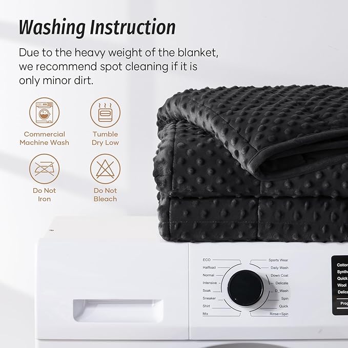 Wemore Minky Dot Weighted Blanket for Adults King Size 20 lbs, Soft Cozy Heavy Blanket for Bed and Couch, Breathable Blanket for All-Season with Glass Beads, Black 80 x 87 inches