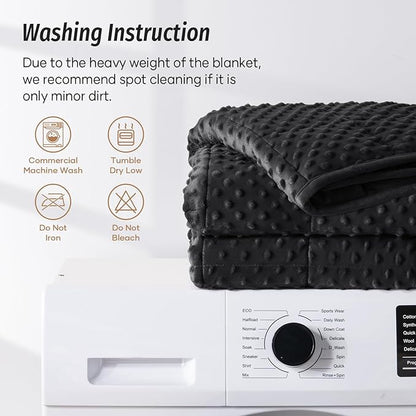 Wemore Minky Dot Weighted Blanket for Adults King Size 20 lbs, Soft Cozy Heavy Blanket for Bed and Couch, Breathable Blanket for All-Season with Glass Beads, Black 80 x 87 inches