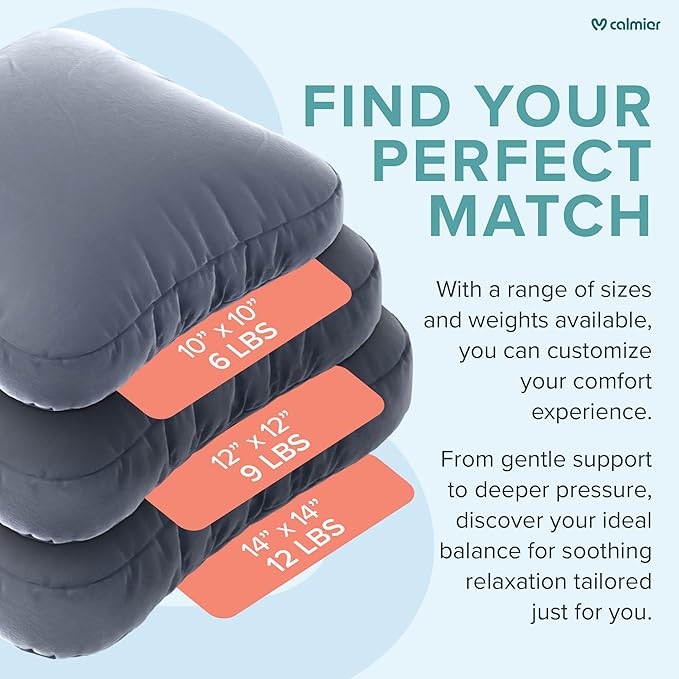 Calmier - 9 lb Sensory Weighted Pillow - Glass Bead Filled Hug Pillow - Ultra Plush Cozy Weight Sensory Pillows for Adults and Kids - Weighted Lap Pad (Light Gray - Minky, 9 LBS)