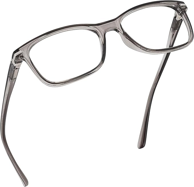 Readerest Blue Light Blocking Glasses – Thin Reflective Lens, Anti-Glare Computer Eyeglasses, UV Protection, Eye Strain Relief (Grey, 0.0 Magnification)