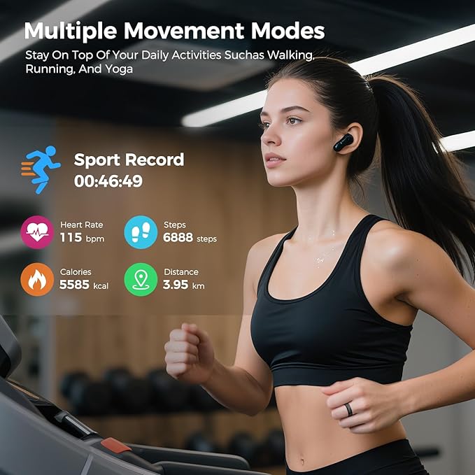 Smart Ring for Women & Men, Health Tracker Ring with Heart Rate, Blood Oxygen,Blood Pressure, IP68 Waterproof Fitness Ring, Sleep Tracker for iPhone and Android, No APP Fee (Rose Gold, 6#)