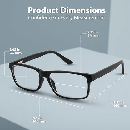 BLUE CUT Blue Light Blocking Glasses for Men and Women – Anti-Fatigue Computer Gaming Glasses to Reduce Eye Strain, Black, 1.50 Magnification