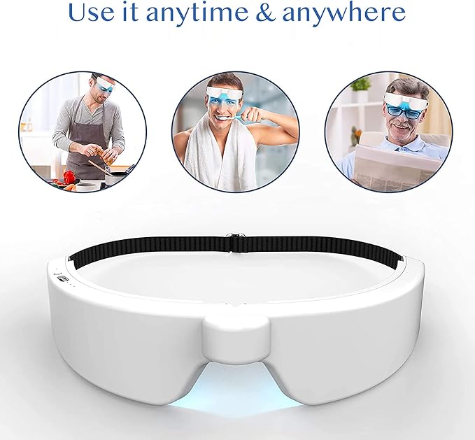 Light Therapy Glasses, Portable & Wearable UV-Free Blue Light Therapy Lamp, Natural Relief for Good Sleep, Happy Mood, Boost Energy and Jet Lag (Glasses-I)