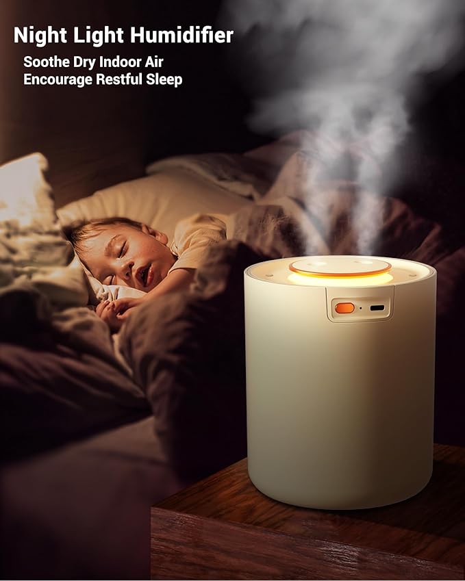 Portable Small Humidifier, 1500ml Small Humidifiers for Bedroom Baby, 1800mAh USB Personal Desktop Portable Humidifiers for Travel,Office, Car, Home, Auto Shut-Off, 3 Mist Modes, Super Quiet