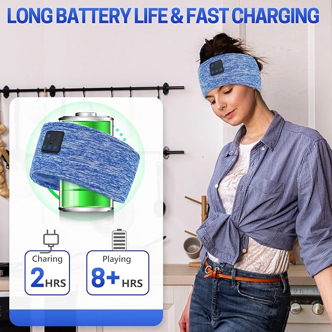 Aurya Sleep Headphones Sports Wireless Bluetooth Headband for Side Sleeper, Bluetooth 5.4, with Ultra-Thin HD Stereo Speaker, Sleeping Headphone for Women Men Running Yoga Workout
