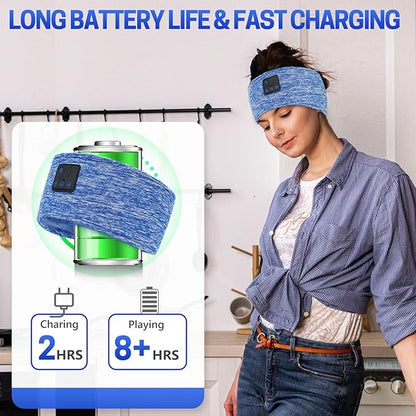 Aurya Sleep Headphones Sports Wireless Bluetooth Headband for Side Sleeper, Bluetooth 5.4, with Ultra-Thin HD Stereo Speaker, Sleeping Headphone for Women Men Running Yoga Workout