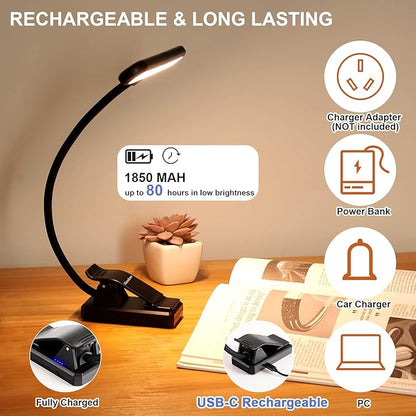 28 LED Music Stand Light, 1/2 Pack Clip on Piano Lights, Eye Caring & Blue Light Blocking, USB-C Rechargeable, 4 Color x 3 Brightness, Perfect for Musician, Piano, Keyboard, Orchestra