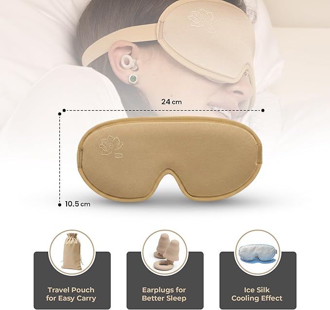 Anemone Sleep Mask for Women – Ultra Soft Cooling Fabric Eye Mask with 100% Light-Blocking Design, Deep Eye Cups, Zero-Pressure Fit