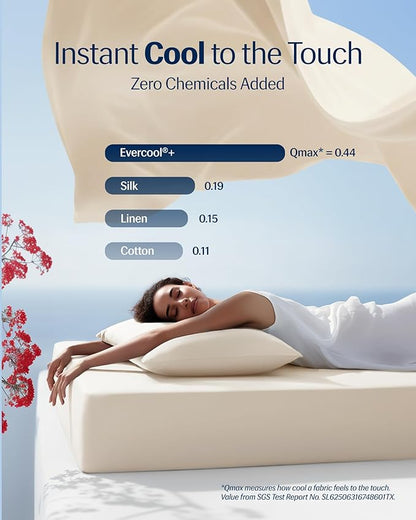 REST® Evercool®+ Starter Sheet Set, Cali King Ivory, Breathable Bed Sheet for Hot Sleeper and Night Sweats, with Pillowcases, Ionic+ Self-Cleaning Silver Yarn for Sensitive Skin, 3PCS No Flat Sheet