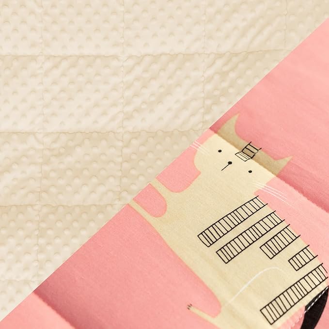 Uttermara Weighted Blanket 5 lbs, Ultra Cozy Minky Fleece and Cotton Sided with Cartoon Patterns, Reversible Heavy Blanket Great for Sleeping, 36x48 inches, Pink Cat