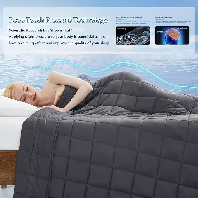 Topcee Weighted Blanket for Adults (17 lbs, 60" x 80") Queen Size Soft Cooling Heavy Blanket Sleeping, Apply to 160-180 lbs Body, Thick Breathable Blanket with Glass Bead, Easy Care