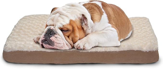 FurHaven Supportive Cooling Memory Foam Classic Mattress Dog Bed with Washable & Removable Cover - Plush Faux Fur/Suede Mattress - Cream, Dogs Up to 55 lbs - Large
