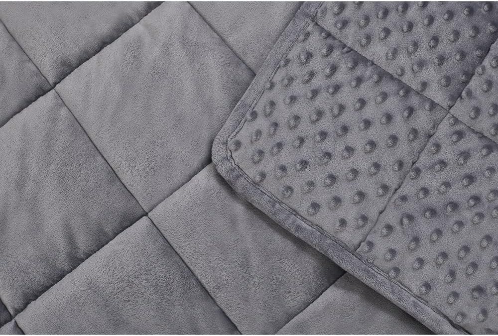 TONGDADA Minky Weighted Blanket | 40''x60'',10lbs | Cozy and Soft Minky Weighted Throw Blanket | Luxury Velvet with Premium Glass Beads | Dark Grey Minky