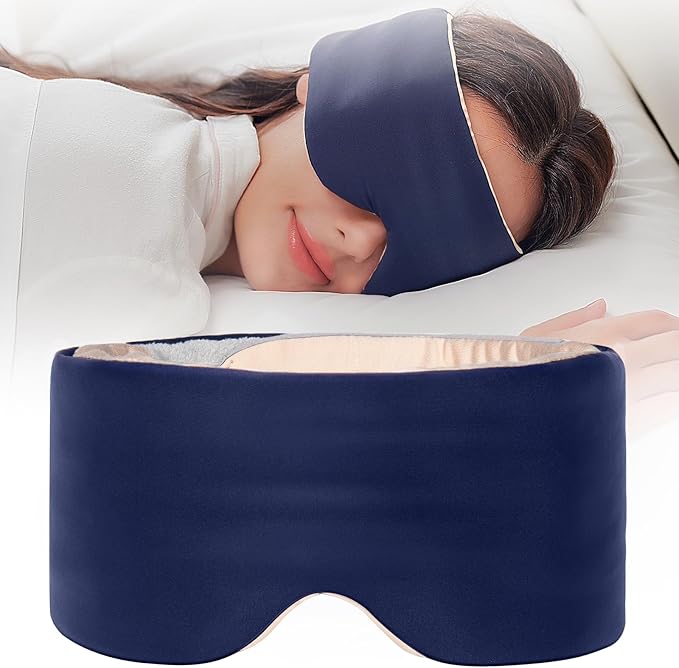 Sleep Mask,Eye Masks for Sleeping,Dual-Side Blackout Eye Covers for Side Sleeper,Soundless Velcro, Adjustable Band,Pressure-Free,Wrapped Around,for Women/Men/Nap/Travel/Yoga-Dark Purple