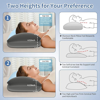 Cervical Neck Pillow - Ergonomic Memory Foam Contour Pillows for Side, Back & Stomach Sleepers, Cervical Pillow for Neck Support Sleeping with Breathable Cover