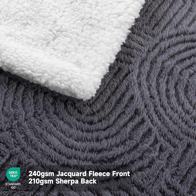 Heated Throw Blanket Electric - 50"x60" Cozy Soft Jacquard Heating Blanket with 4 Heat Levels & 4 Hours Auto-Off, Electric Throw with Overheating Protection, Warm Gifts, Grey