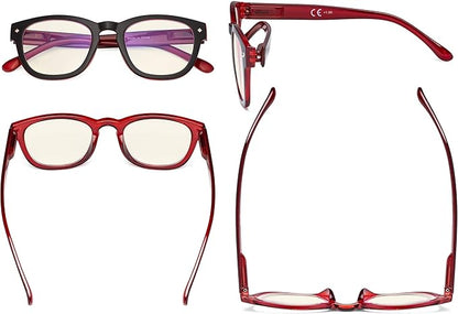 Eyekepper Blue Light Filter Reading Glasses - UV420 Protection Computer Reader Eyeglasses - Black-Red +0.75