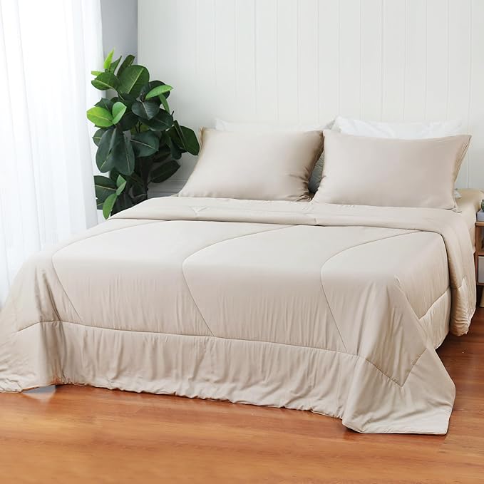 Bamboo Viscose All Season Comforter/Blanket - Ultra Soft & Breathable Comfort - Perfect Medium Weight for Snuggling Without Overheating - Enjoy Cozy Sleep All Night