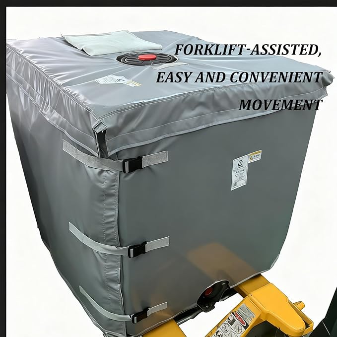 Ibc Heater Blanket, Ibc Tote Winter Blanket, Smart Temperature Control Up To 100°c, 500l/1000l, Heating Pad For Winter With Thermostat, For Petroleum, Chemical, Food Processing Grey 500L 6400W