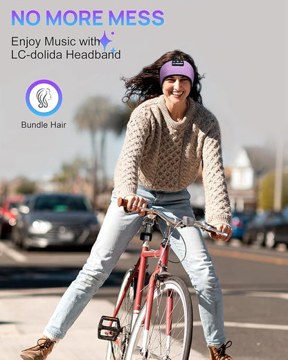 LC-dolida Headband Headphones Bluetooth Headband, Sleep Headphones Wireless Bluetooth with Ultra-Thin HD Stereo Speaker, Sleep Headband Earphones for Workout Yoga Insomnia Meditation Gifts