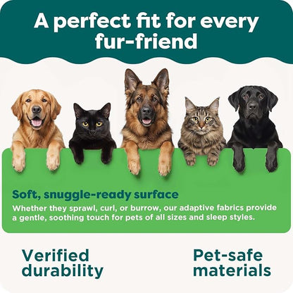 FurHaven Cooling Gel Dog Bed for Large Dogs, L-Shaped Chaise with Cool Gel-Top Foam with a Solid Orthopedic Foam Base for Joint Support, Washable Cover, Jumbo XL, Plush Faux Fur & Suede, Dark Sage