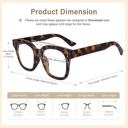 Madison Avenue Women Blue Light Glasses,Oversize Blue Light Blocker for Women, Anti Eyestrain & UV Protection Computer Eyeglasses Hanna (Tortoiseshell)