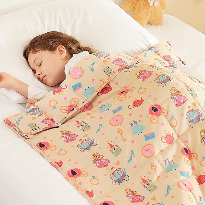 HOSUKKO Weighted Blanket - 7 lbs Beige Princess Heavy Blanket - Breathable Blanket(41 * 60 inches, 7 lbs)