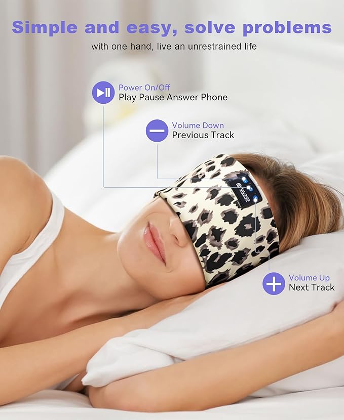 LOVE EYE Sleep Headphones Wireless Headband Headphones Bluetooth 5.4 for Side Sleeper Bluetooth Headband Earphones for Sports for tech Gadgets Gifts