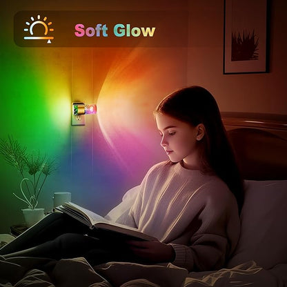 JandCase Night Lights Plug into Wall,2 Pack Rose Carved Night Light for Girls, 3000K+RGB 10-Color LED Nightlight with Dusk to Dawn Sensor, 10/50/100LM Adjustable Brightness for Birthday Home Decor