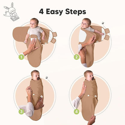3-Pack Organic Baby Swaddle Sleep Sacks - Swaddles for Newborns, Infant 0-3 Months, Baby Girls, Boys, Soft & Snug Newborn Sleep Sack, Nursery Swaddling Blankets (Lil Fawn, OS)
