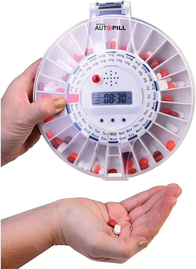 Reizen Auto Pill Automatic Pill Dispenser - 28 Compartments - Portable - White