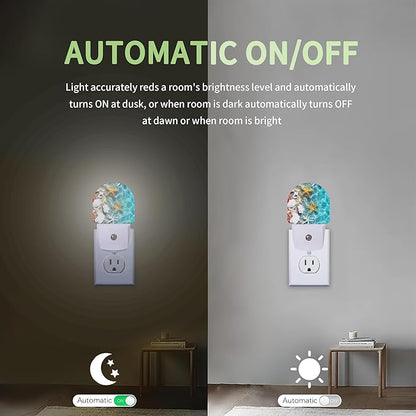 Seashell Starfish Night Light, Beach Night Light Plug into Wall with Dusk to Dawn Sensor, LED Lamp Energy Saving Lights for Men Women Boys Girls,Lamp for Bedroom Bathroom Hallway