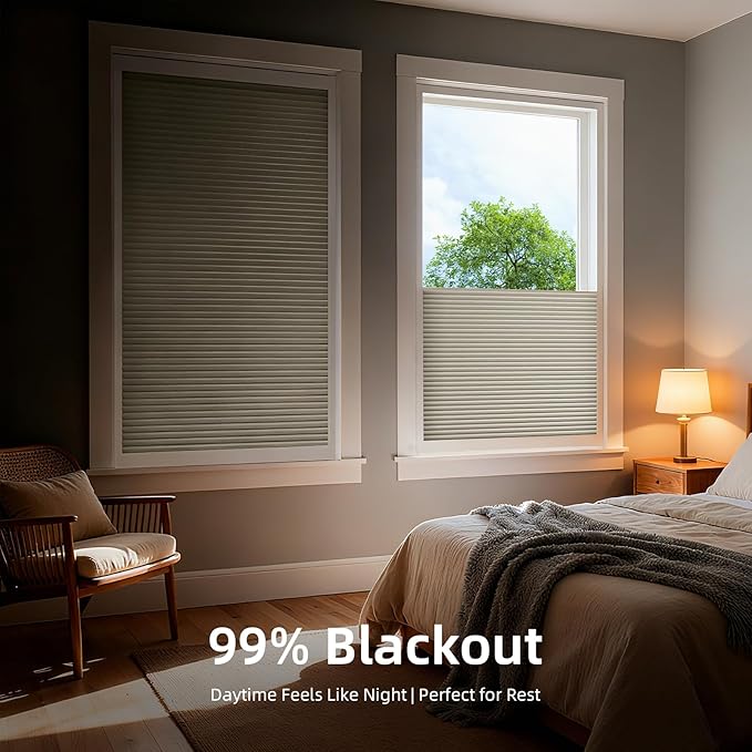 ZSTARR Motorized Skylight Shades Blackout Cellular Honeycomb Electric Blinds with Solar Panel Cordless Rechargeable with Remote for Roof and Slanted Windows Custom Size (BO Printed Milky Grey)
