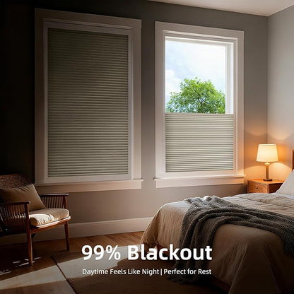 ZSTARR Motorized Skylight Shades Blackout Cellular Honeycomb Electric Blinds with Solar Panel Cordless Rechargeable with Remote for Roof and Slanted Windows Custom Size (BO Printed Milky Grey)