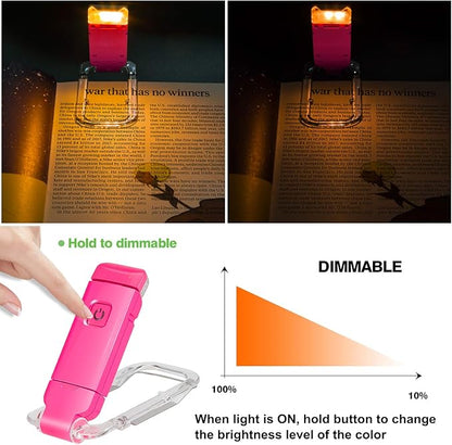 BIGLIGHT Amber Book Reading Light, LED Clip on Book Lights, Reading Lights for Books in Bed, Small Book Light for Kids, USB Rechargeable, 2 Brightness Adjustable for Eye Protection, Red