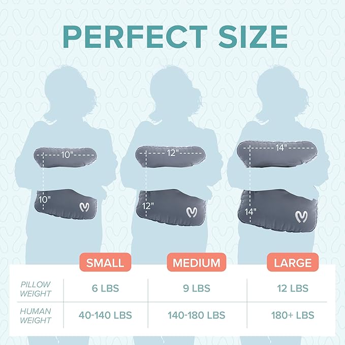 Calmier - 12 lb Sensory Weighted Pillow - Glass Bead Filled Hug Pillow - Ultra Plush Cozy Weight Sensory Pillows for Adults and Kids - Weighted Lap Pad (Light Gray- Minky, 12 LBS)