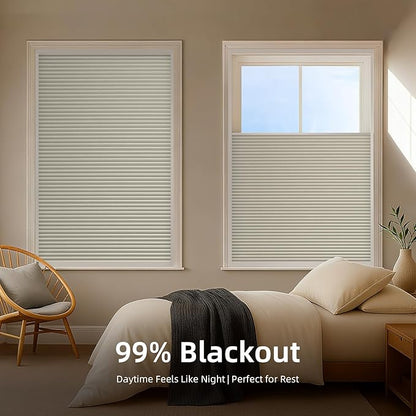 ZSTARR Motorized Skylight Shades Blackout Cellular Honeycomb Electric Blinds with Solar Panel Cordless Rechargeable with Remote for Roof and Slanted Windows Custom Size (BO Printed Cream White)