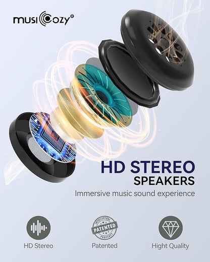 MUSICOZY Sleep Headphones Bluetooth 5.4 Headband Breathable Sleeping Headphones, Wireless Music Eye Mask Earbuds Earphones for Side Sleepers Men Women Air Travel Cool Tech Gadget Gifts