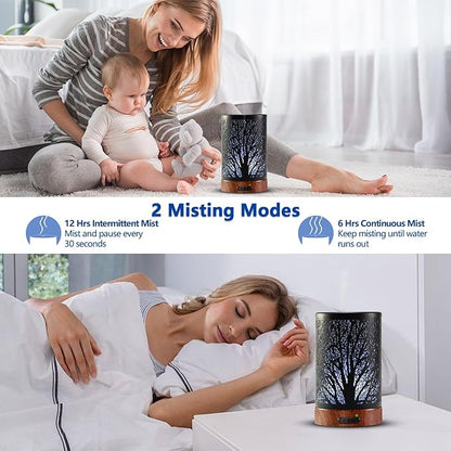 Oil Diffuser with Essential Oils Set – Aromatherapy Diffuser 150ml with 6 Essential Oils Set, Diffuser for Essential Oils, Auto Off Protection 7 Colors Night Light Gifts for Mom(Diffuser & Oils Set)