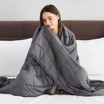 CuteKing Weighted Blanket for Adults(15lbs, 60"x80", Grey) Heavy Blanket for 140-150lbs, Weighted Blanket for Cooling & Heating with Premium Glass Beads, Soft Thick Blanket for Adult All-Season