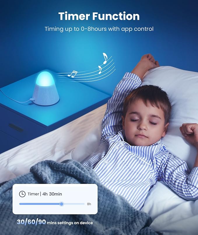 Upgraded Sound Machine with 54 Soothing Sounds, Brown & Pink Noise Sound Machine with App Control, Timer, Night Light, Bluetooth Speaker, Memory Function for Adult, Baby, for Sleep Travel Home