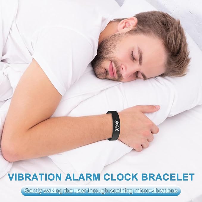 Wrist Alarm Clock,Smart Vibrating Clock Wristband | Pill Reminder with 3 Alarms | for Kids Adults Men Women Teens Elderly Bed Bedroom Travel Dorm Fitness Medication