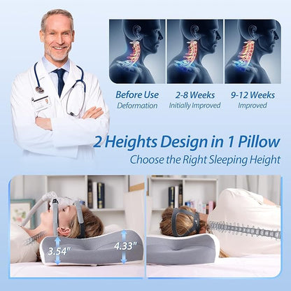 HOMCA CPAP Pillow for Side Sleeping, CPAP Nasal Pillows for All CPAP Masks Users to Reduce Air Leaks & Masks Pressure, Neck Support Pillows for Sleeping for Neck Pain Relief