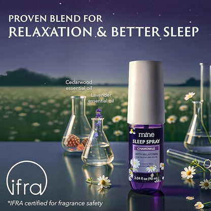 Chamomile Inspired Sleep Spray with Melatonin - Relaxing Gifts for Teen Girls and Women – Natural Pillow Mist for Sleep, Self Care Bedtime Spray, Lavender & Cedarwood Blend